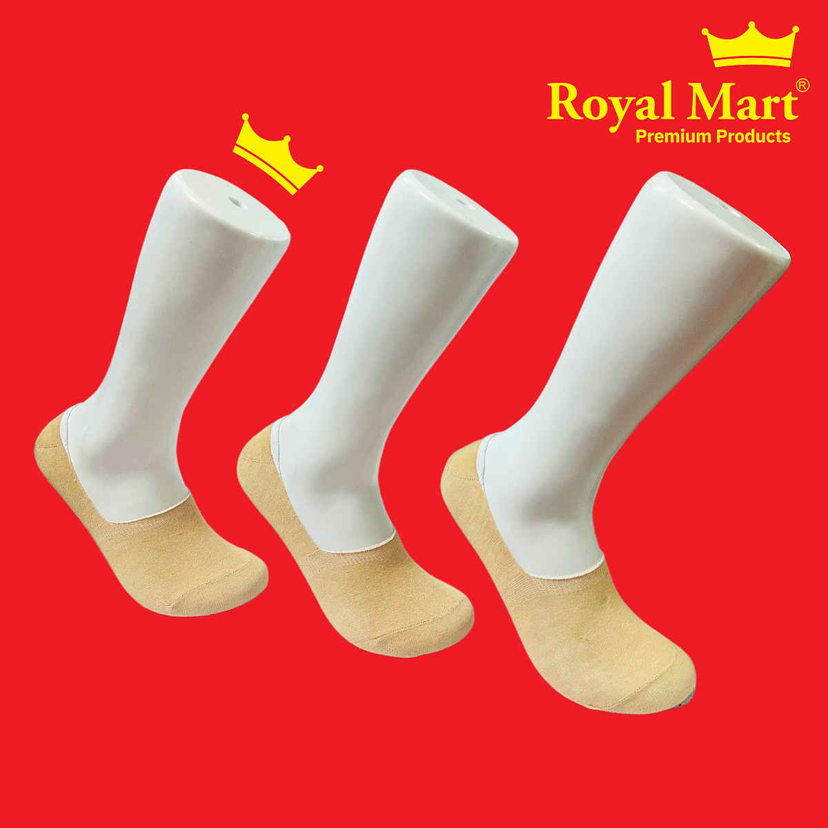 Royal Mart Unisex Solid Cotton Blend No Show Socks | Cream - Free Size