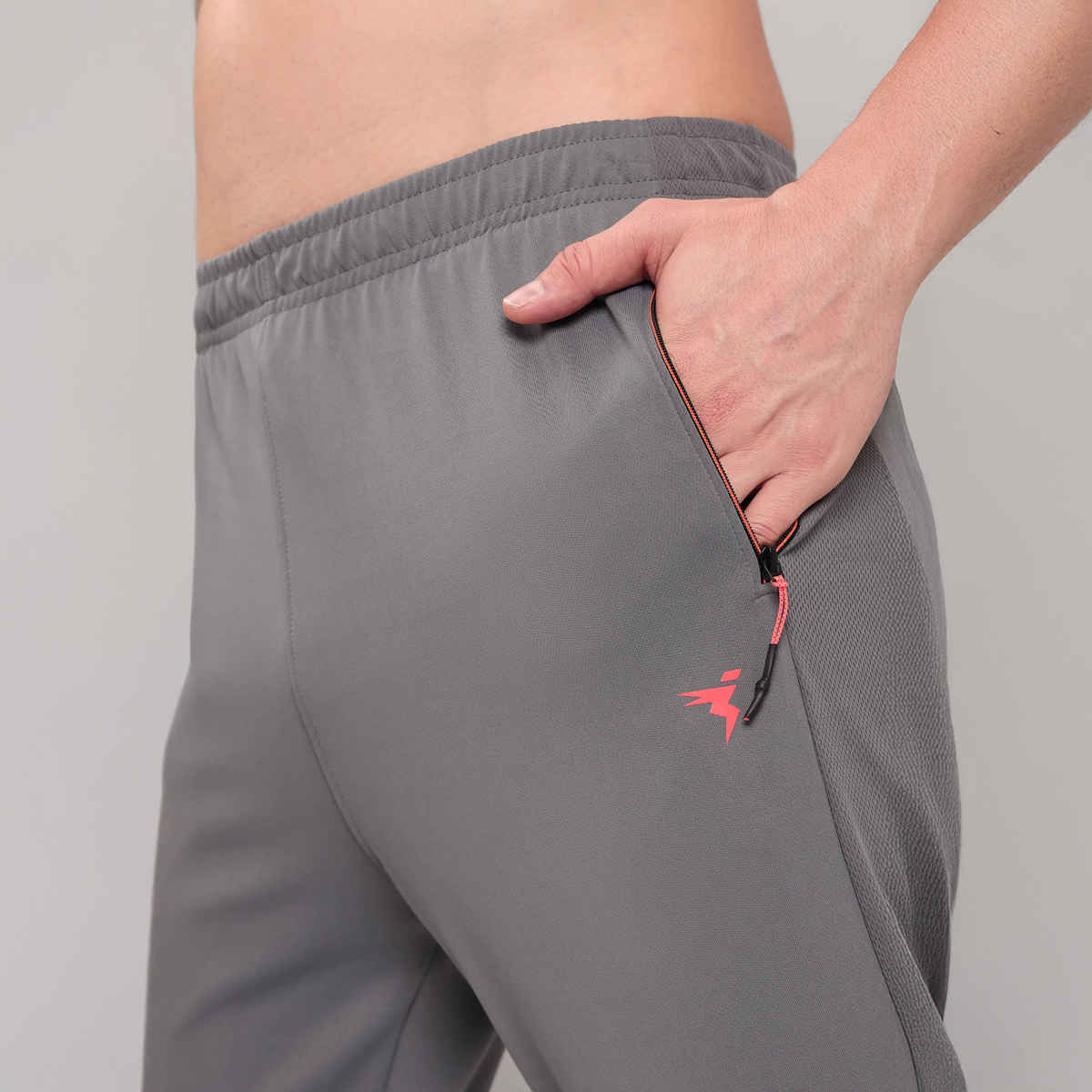 Technosport Men's Solid Slim Fit Sports Running Active Gym Trackpants | TECHNO DRY | Iron Grey - L