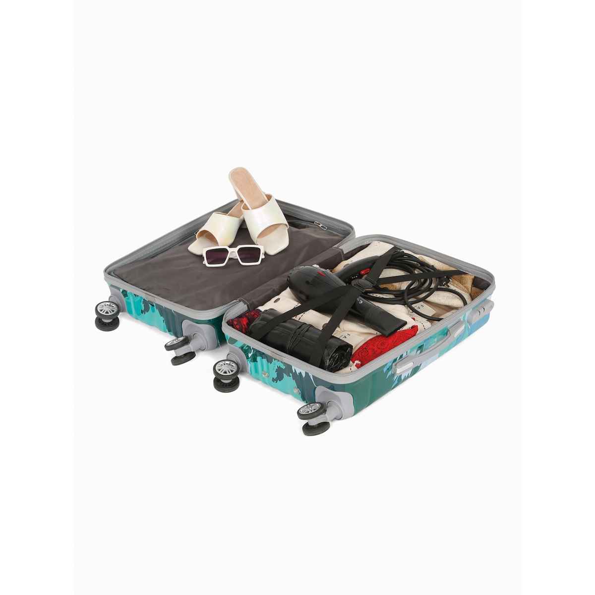 Teakwood Textured Polypropylene 32.2 L Retractable Trolley Bag | Blue - S