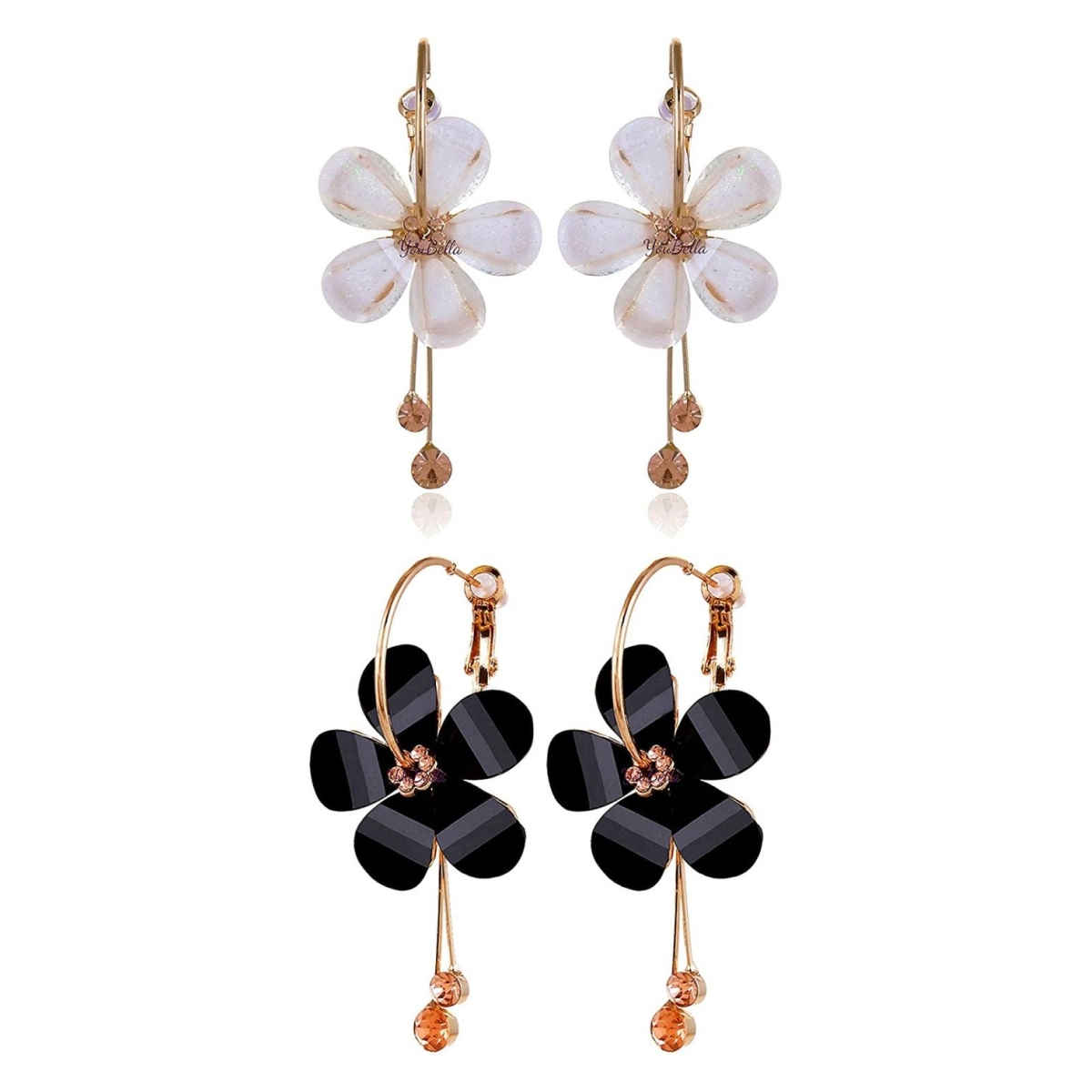 Youbella Jewellery Gold Plated Floral Earrings For Girls And Women (Combo)(Ybear - 32130)