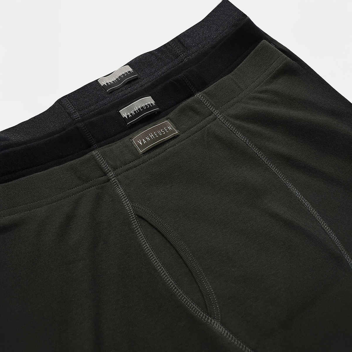 Van Heusen Men Pure Black, Dark Grey,Peat Pack Of 3 Combed Anti Bacterial Boxer Briefs |M