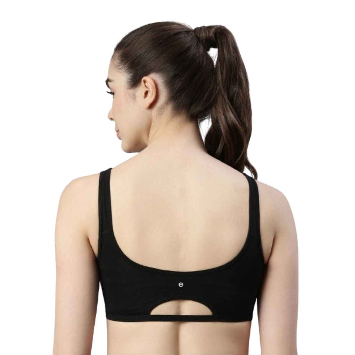 Enamor Women's SB06 Cotton Lounge Sports Bra | High Coverage | Non Padded | Wirefree | Black | L