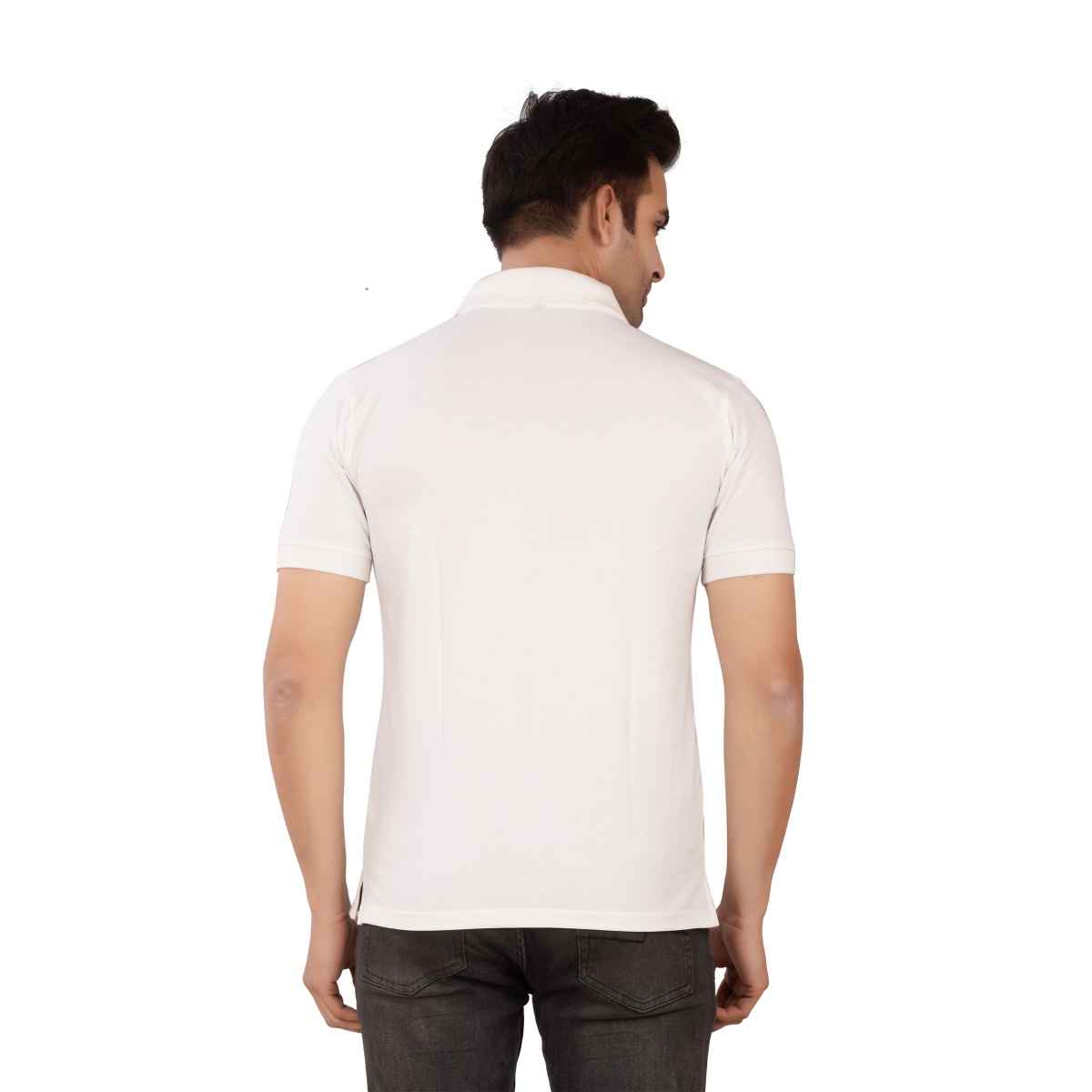 EQL Men's Cotton Solid Lightweight & Breathable Polo T-shirt | White - S