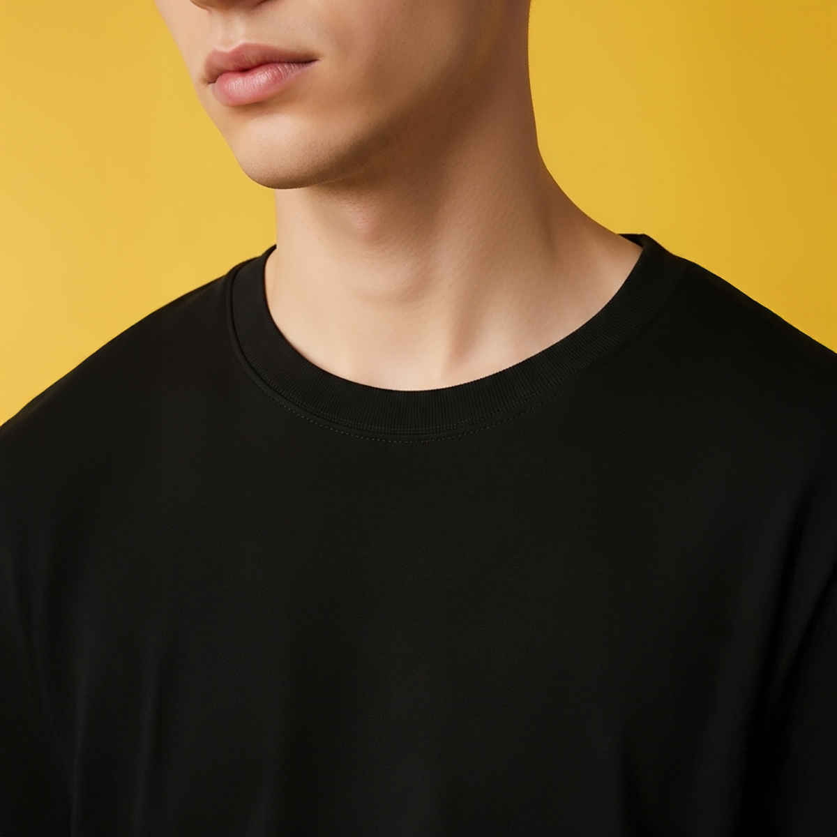 BENNY BROOKS Men's Round Neck half sleeve Oversized T-shirt |AA(ARN)BLACK79 | Black - XL