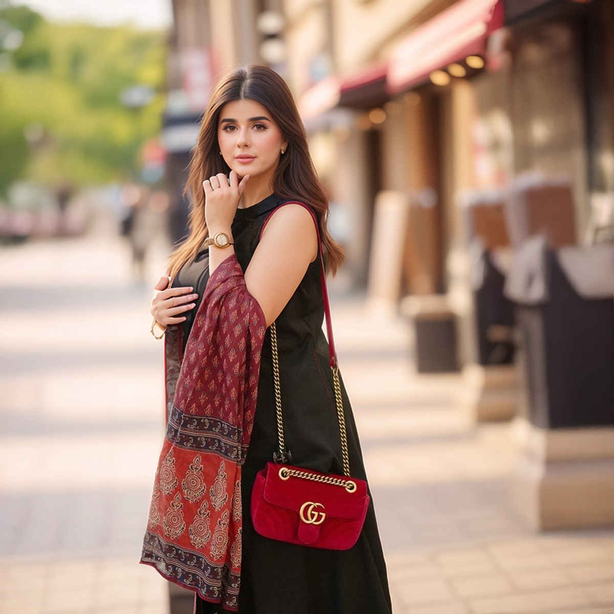 GoSriKi Women's Viscose Rayon Anarkali Solid Kurta with Pant & Dupatta | UMIKA | Black - S