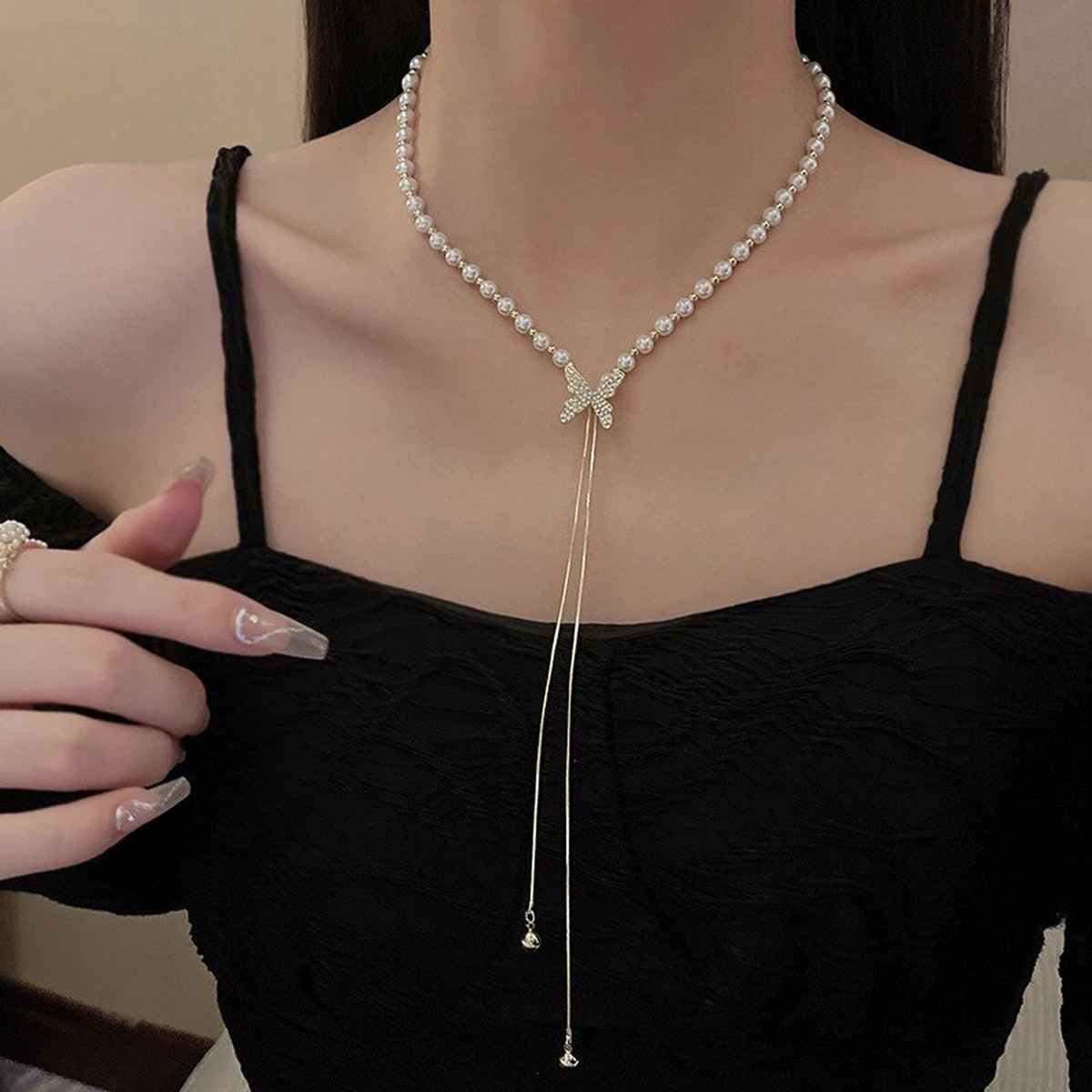 Fashion Frill Women's Butterfly Pendant Chain Gold Onesize