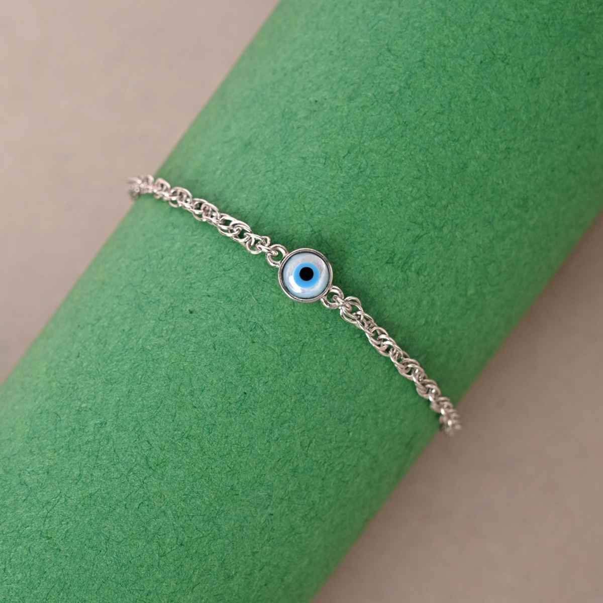 Clara 925 Pure Silver Evil Eye Chain Bracelet | Adjustable | Anti-Tarnish | Gift for Women & Girls