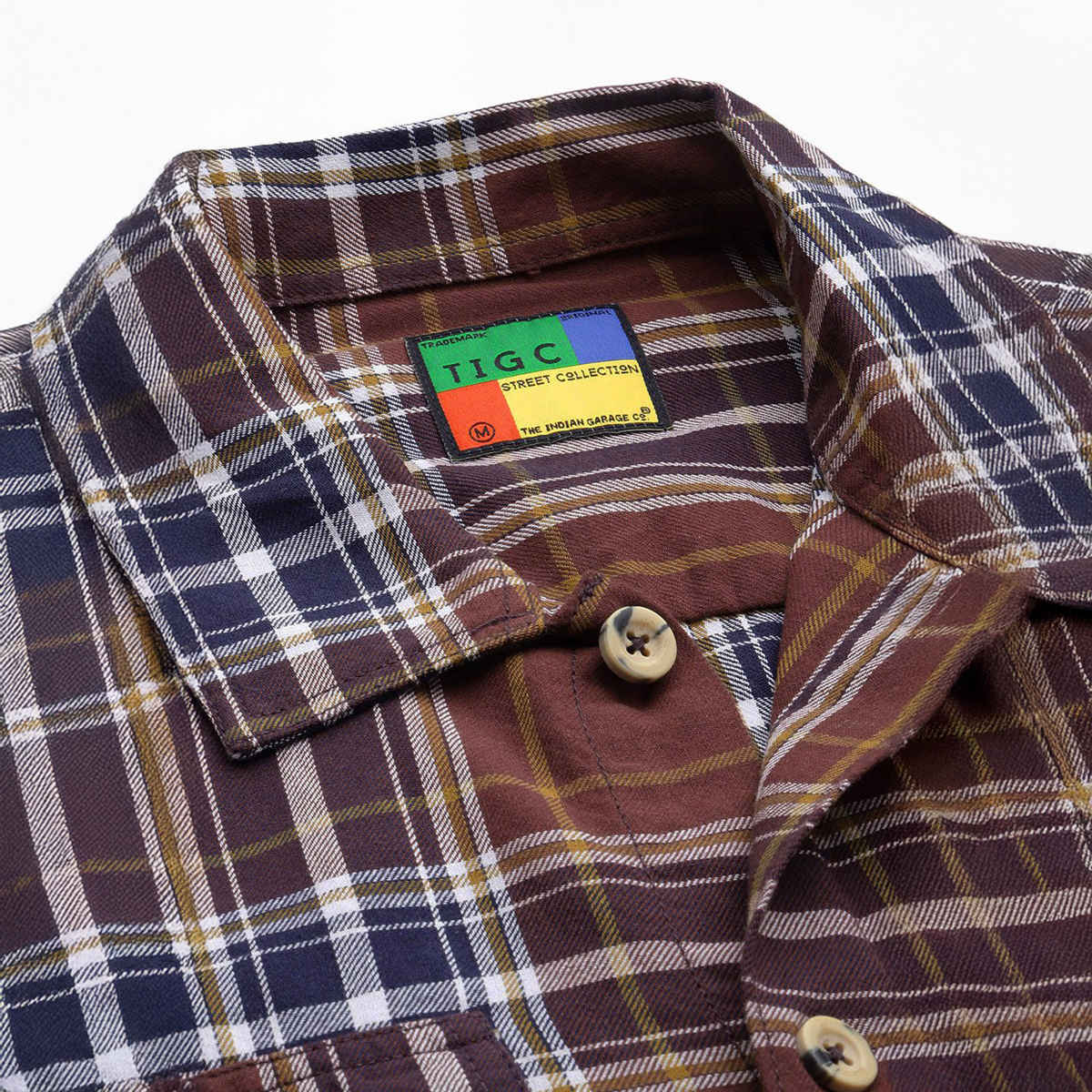 The Indian Garage Co Men's Regular Fit Checkered Street Over Shirt | Maroon - M