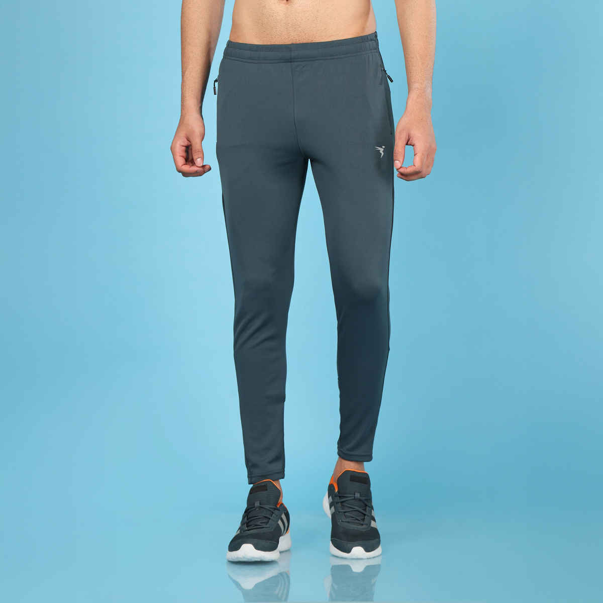 Technosport Men Poly Solid Slim Fit Sports Trackpants with TECHNO DRY | Dark Carbon | XXL