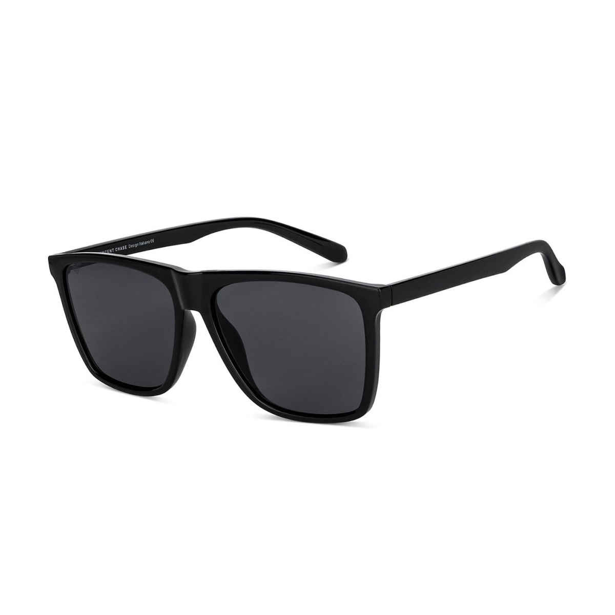 Vincent Chase By Lenskart Unisex Solid Plastic Wayfarer Sunglasses | Black - L