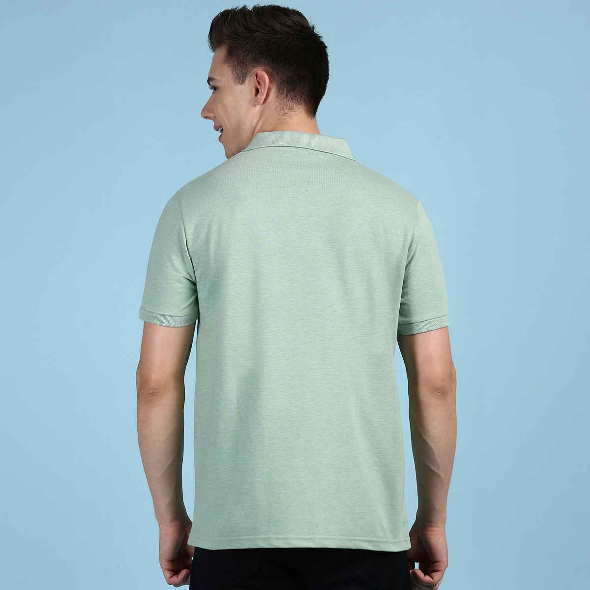 Lux Cozi Men's Solid Cotton Polo T-shirt with Pocket | Mint Green - XL
