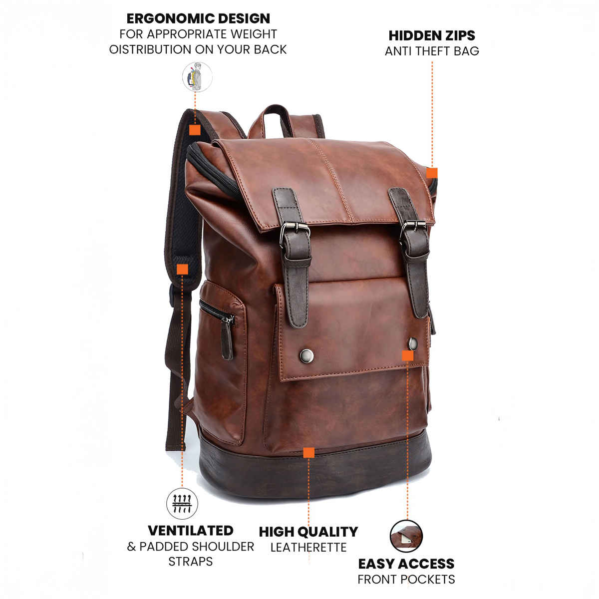 Fur Jaden Unisex Vegan Leather 15 L Laptop Bag | Black and Brown