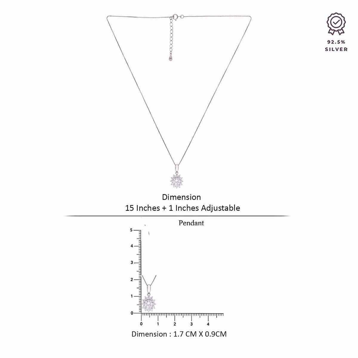 Kai Jewel Silver Floral Solitaire Pendant with Chain