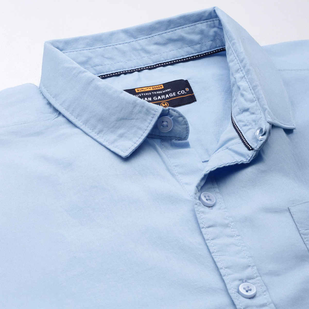 The Indian Garage Co Men's Slim Fit Solid Casual Shirt | Blue - XL