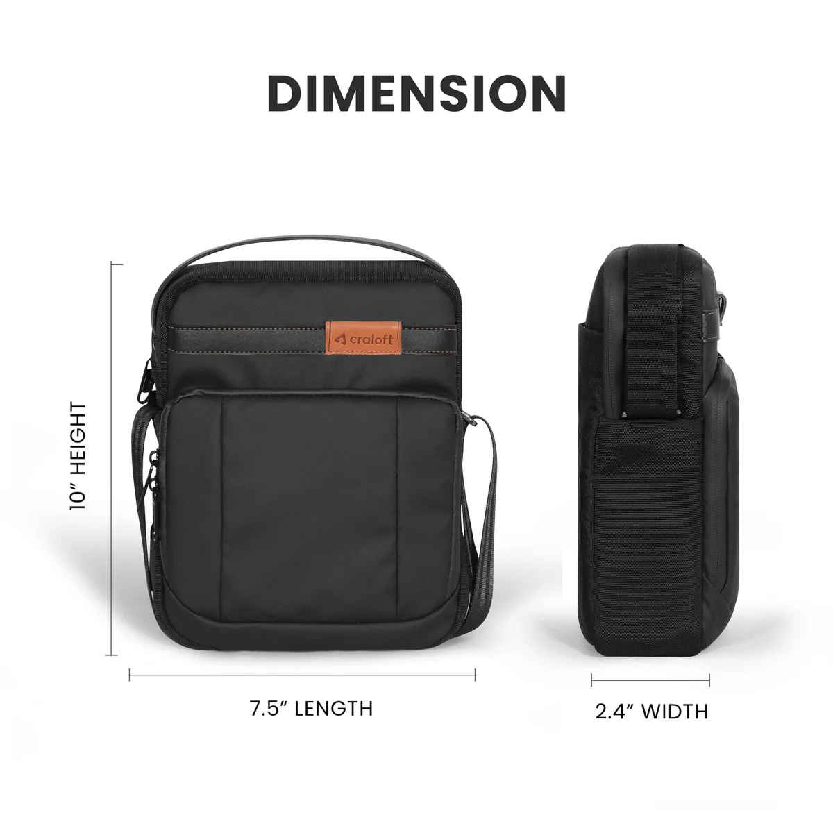 Craloft Side Sling Bag for Men and Women, Medium Crossbody Travel Chest Bags with USB Port (S8)