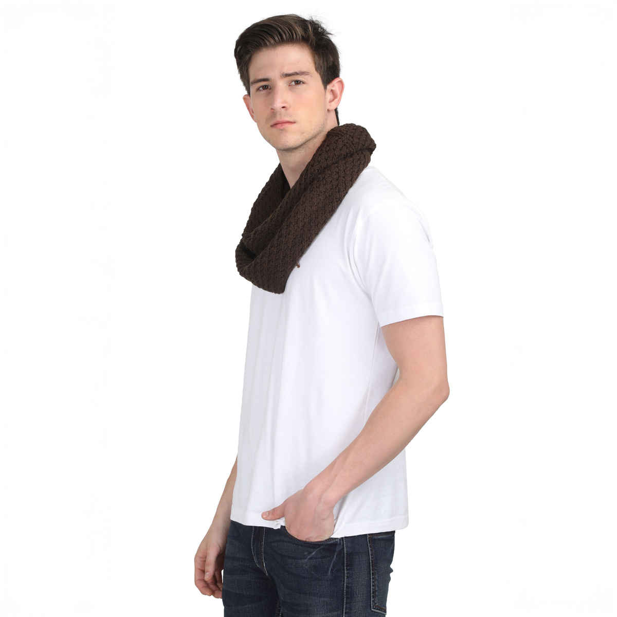 Fabseasons Men's Acrylic Muffler | Dark Brown - Free Size