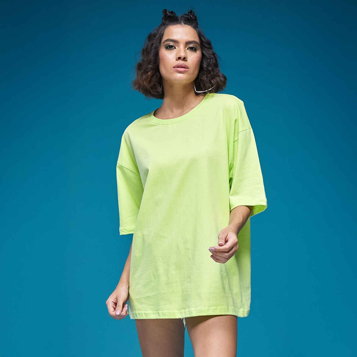 Smartees Women's Oversize Fit Printed T-shirt | Green - M