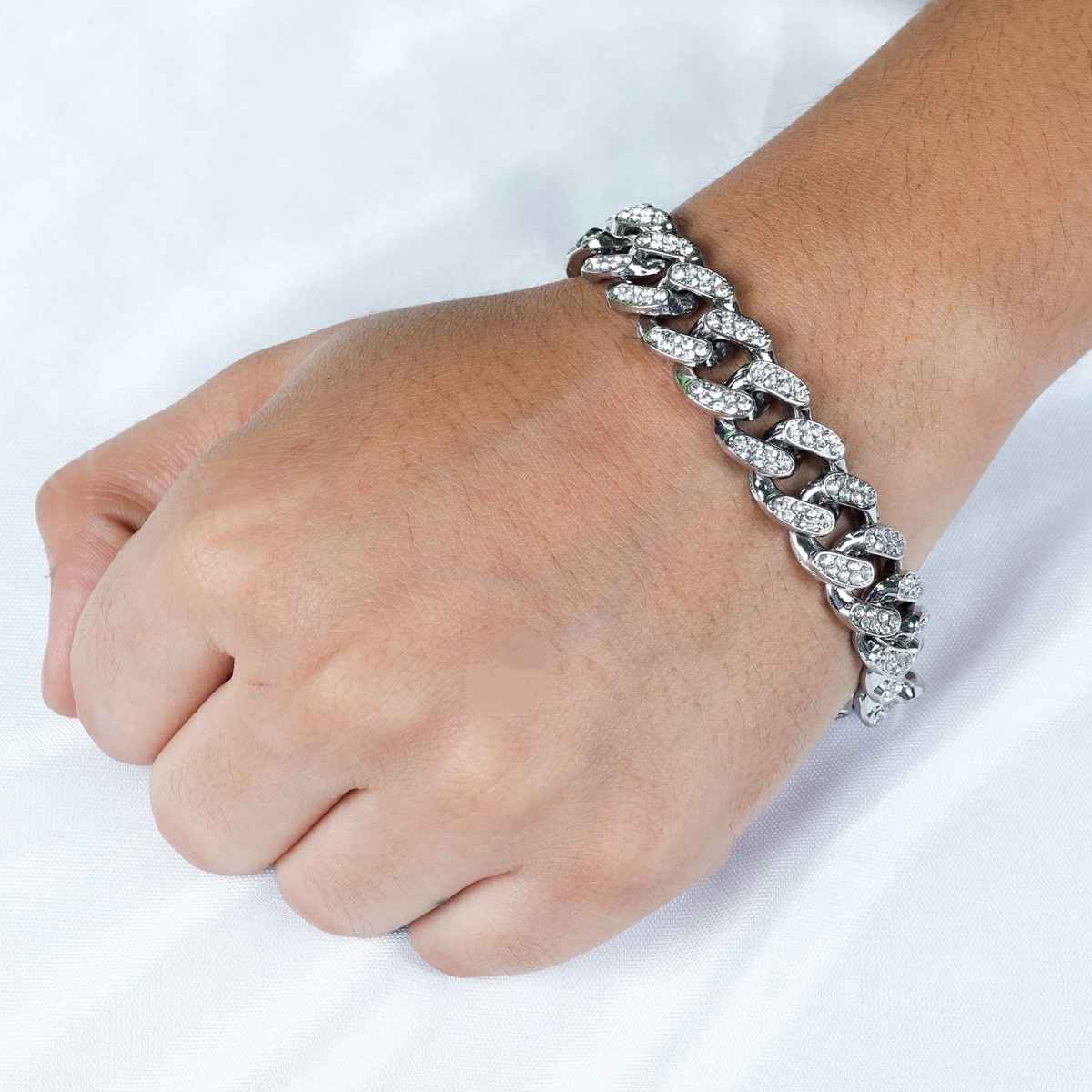 Fashion Frill Men's Studded Bracelet Silver Regular