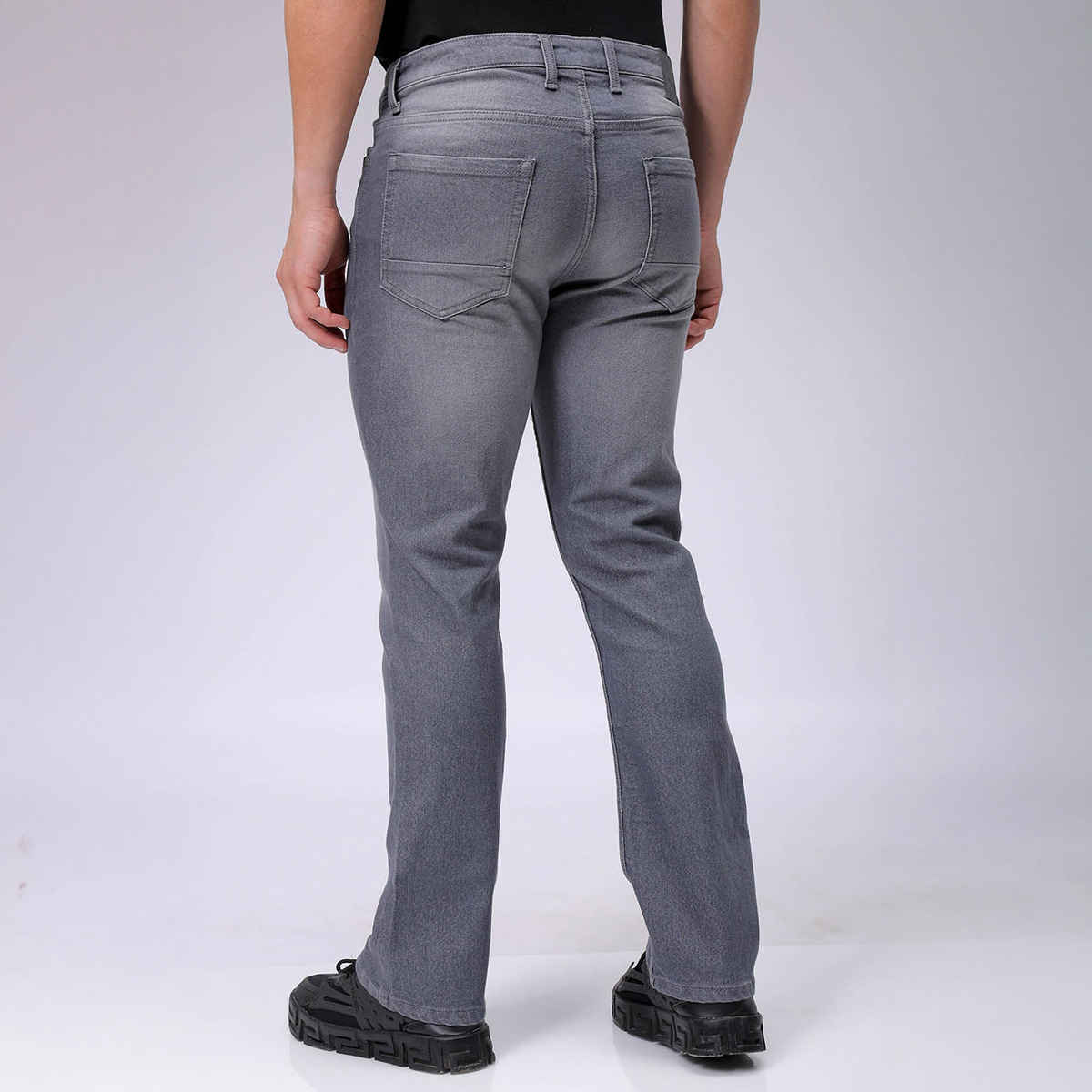 The Indian Garage Co Men's Slim Fit Solid Casual Regular Jeans | Grey | 34