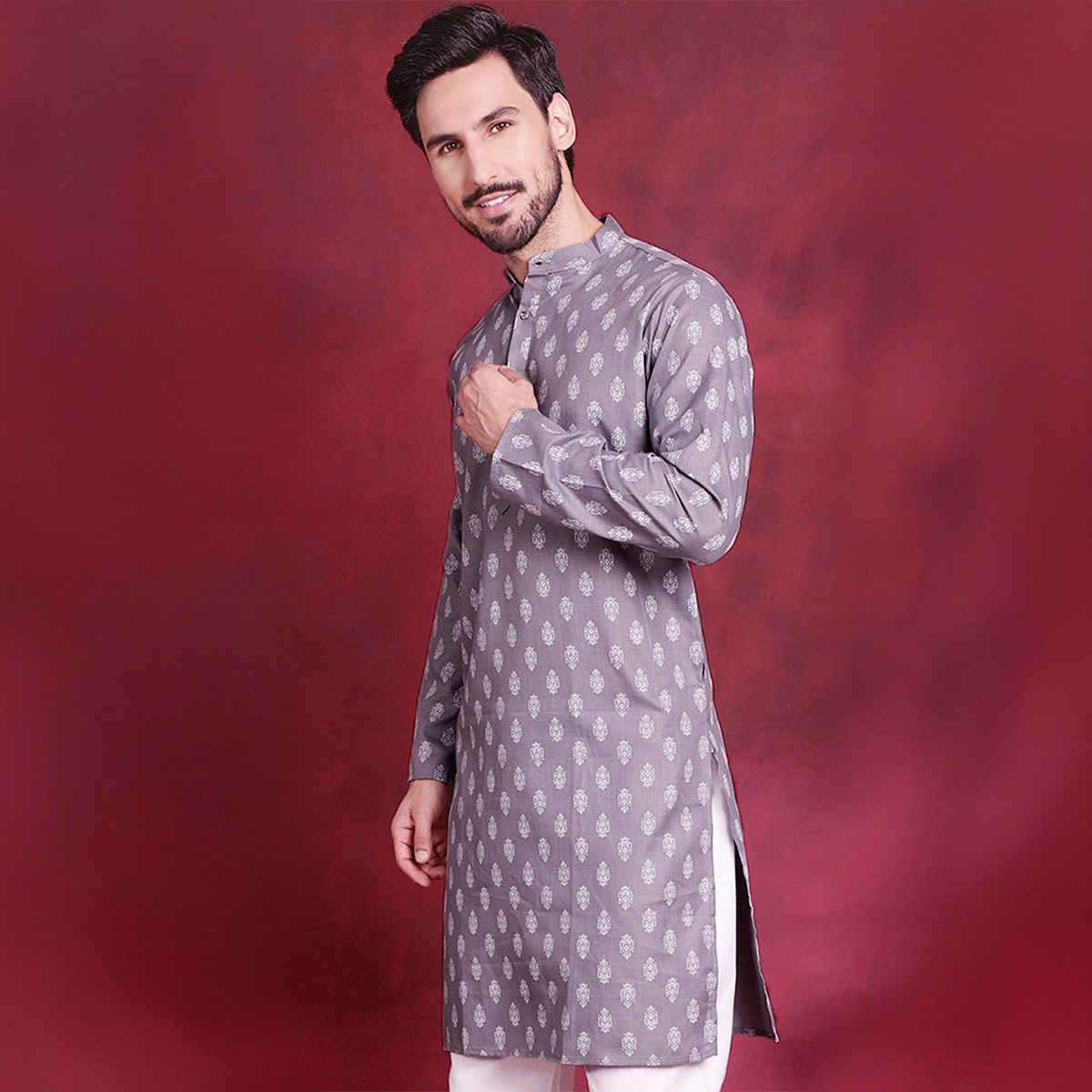 Jompers Men's Kurta | Ko 650 | Dark Grey - S