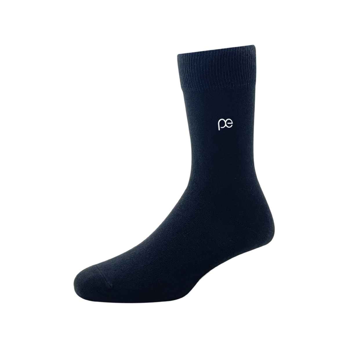 Peter England Men's Solid Cotton Calf Socks | Black - Free Size
