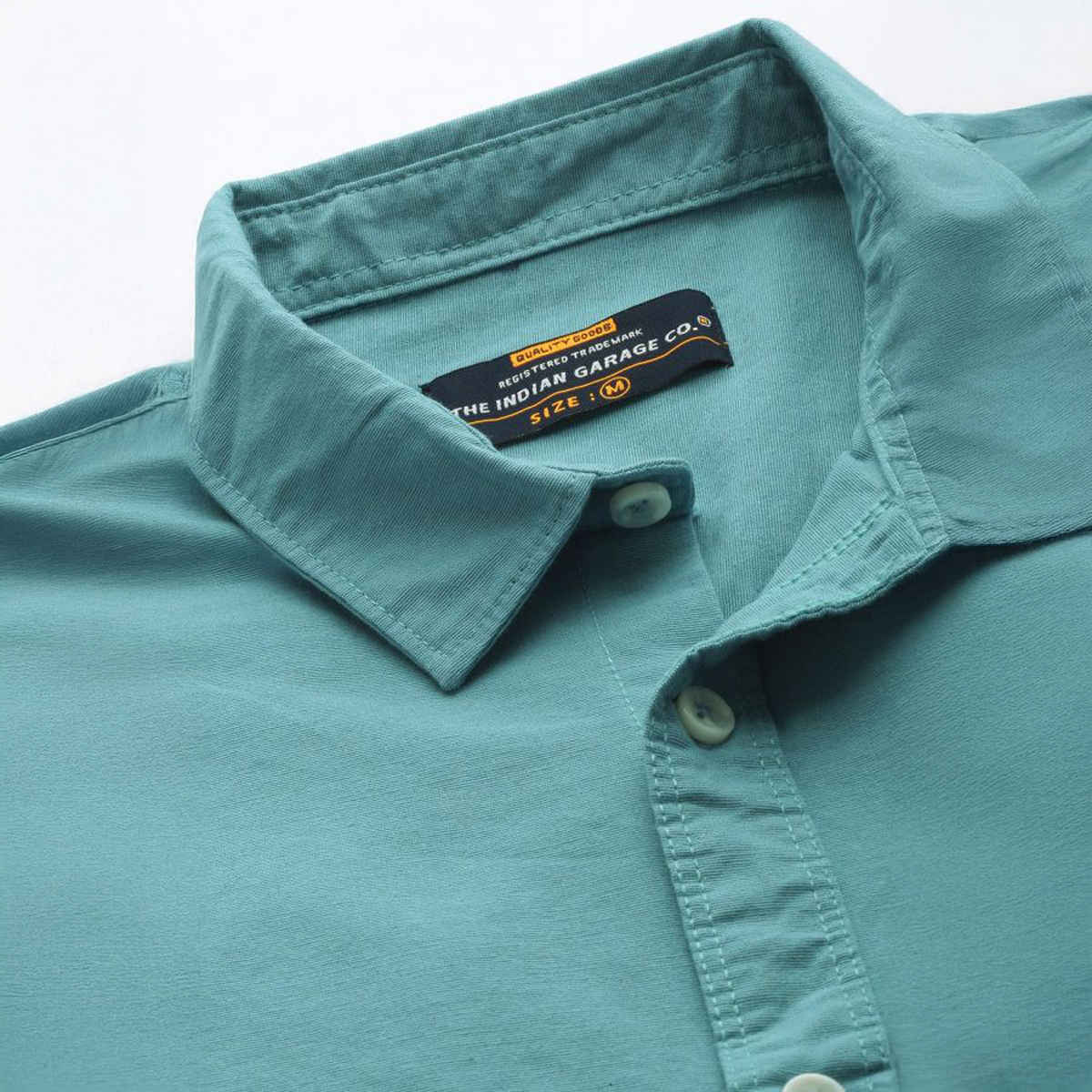 The Indian Garage Co Men's Regular Fit Solid Casual | Light Blue | M