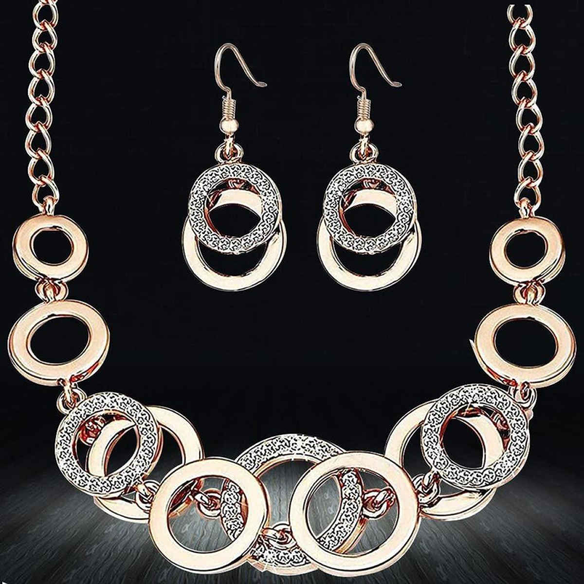 YouBella Rose Gold-Plated Stone-Studded Jewellery Set