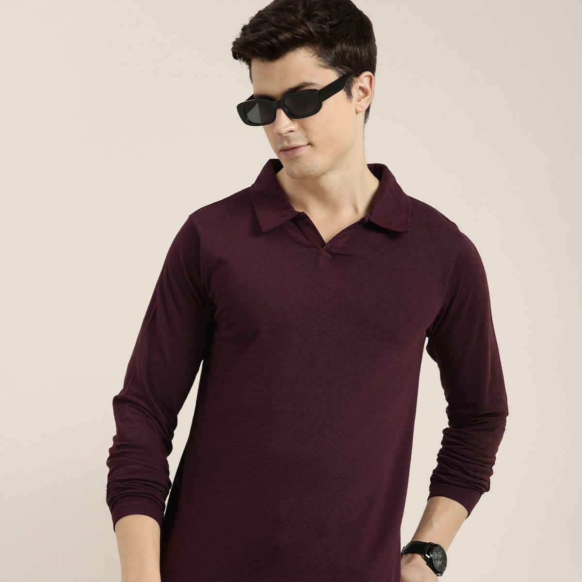 Dillinger Men's Long Sleeve T-shirts | DLPOL002WINE | Wine - XL