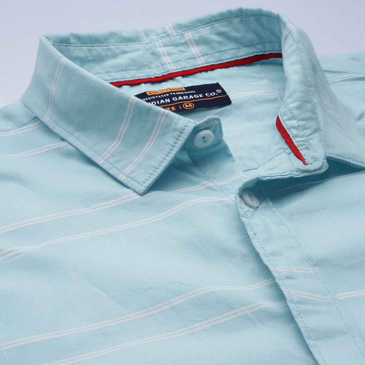 The Indian Garage Co Men's Slim Fit Striped Casual Shirt | Blue - S