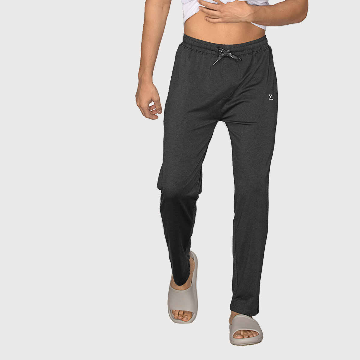 XYXX Ace IntelliSoft Cotton Modal Solid Loungewear Relaxed Fit | 2 Zipper Side pockets | Grey- L