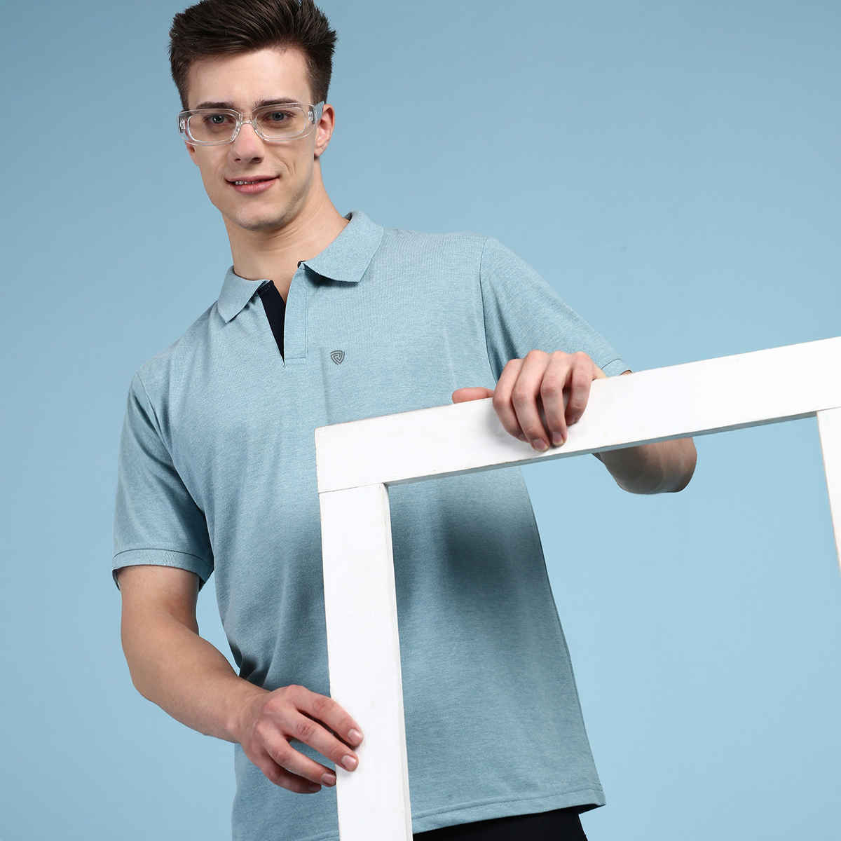 Lux Cozi Men's Solid Cotton Polo T-shirt with Pocket | Pal Green - L