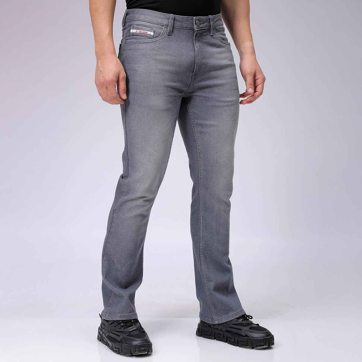 The Indian Garage Co Men's Slim Fit Solid Casual Regular Jeans | Grey | 32