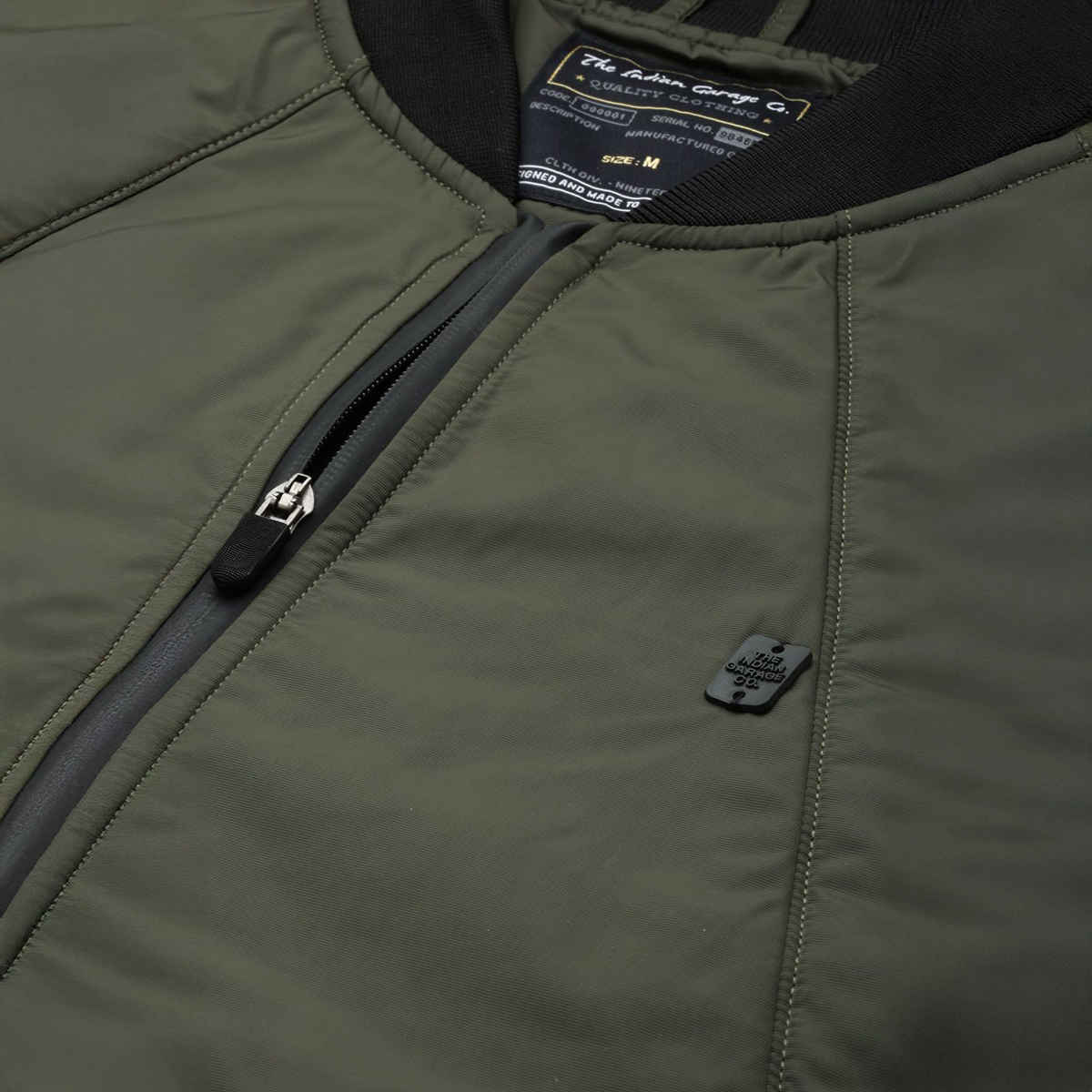 The Indian Garage Co Men's Slim Solid Jacket | Olive - M