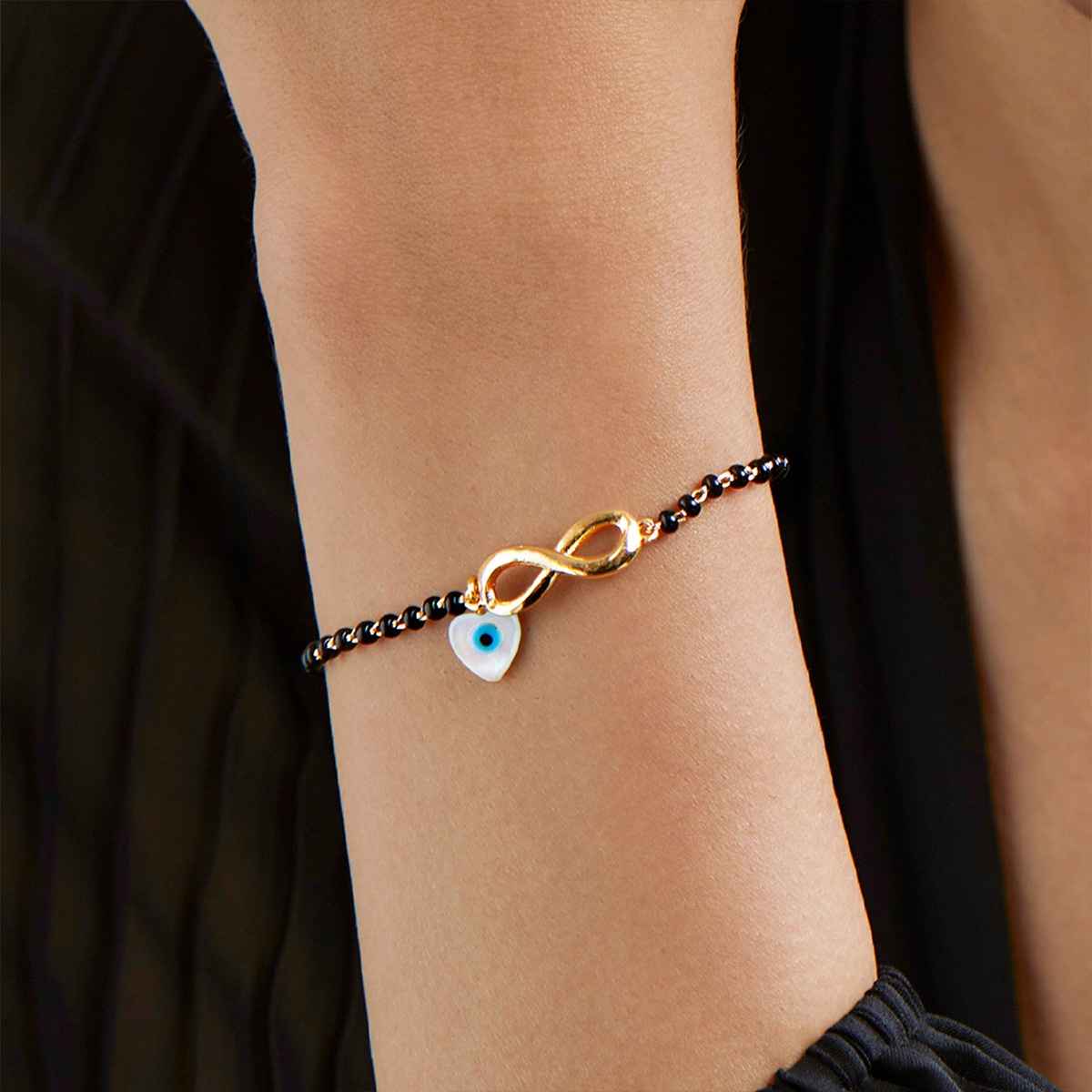 Minutiae Gold-Plated Stone Beaded Charm Bracelet