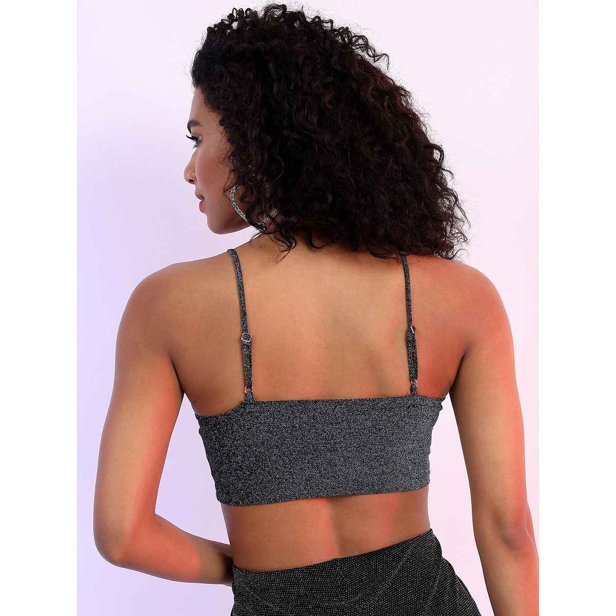 Ketch Women's Shoulder Straps Party Bralette Crop Top | Multicolor - L