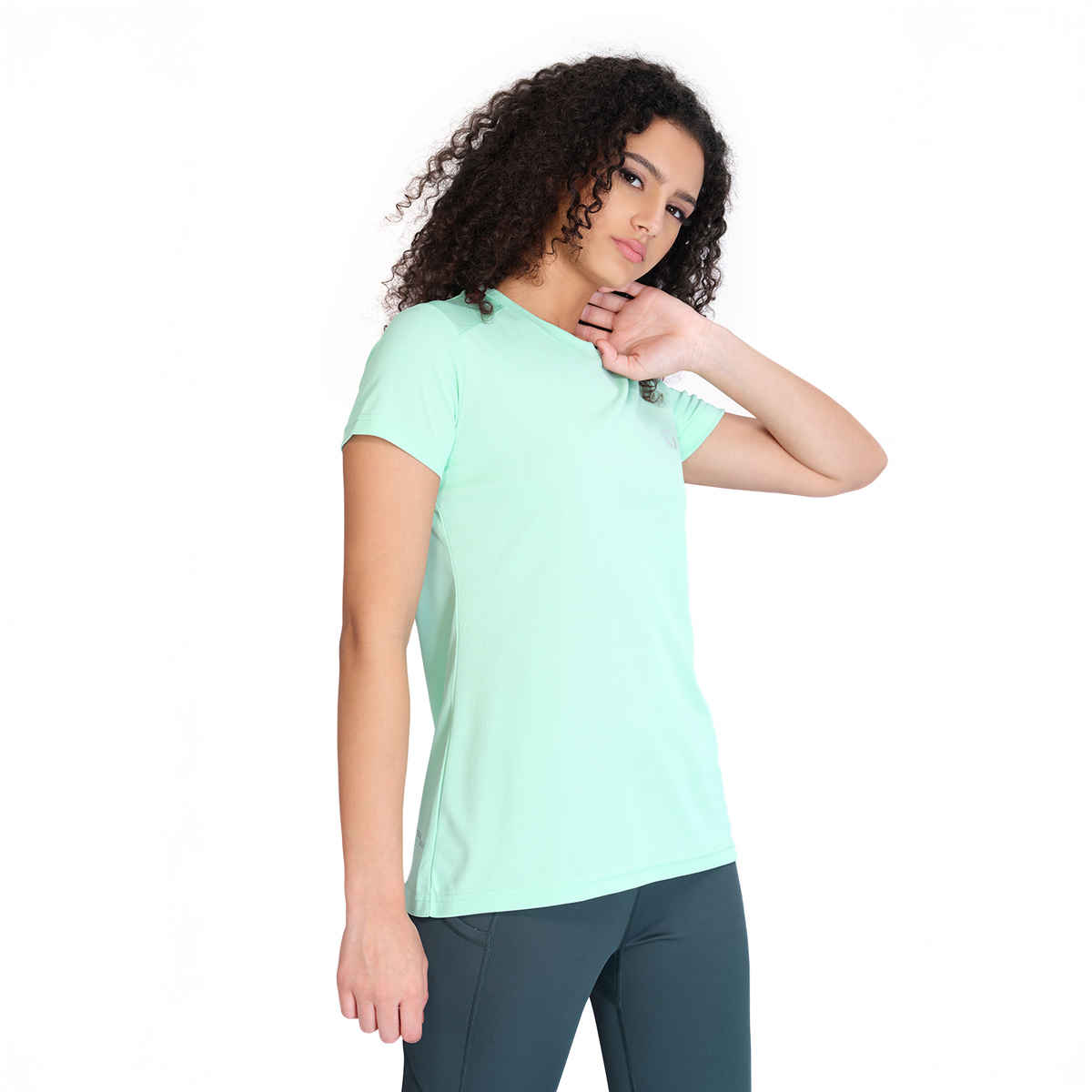 Technosport Women Solid Slim Fit Round Neck Sports T-shirt with Techno CooL Mint Green XL