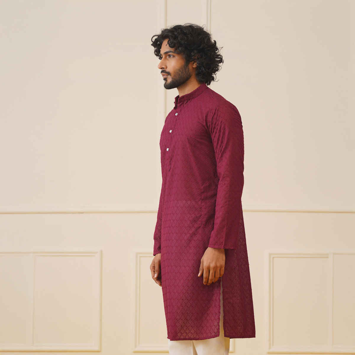 Jompers Men's Kurta | Ko 561 | Purple - L