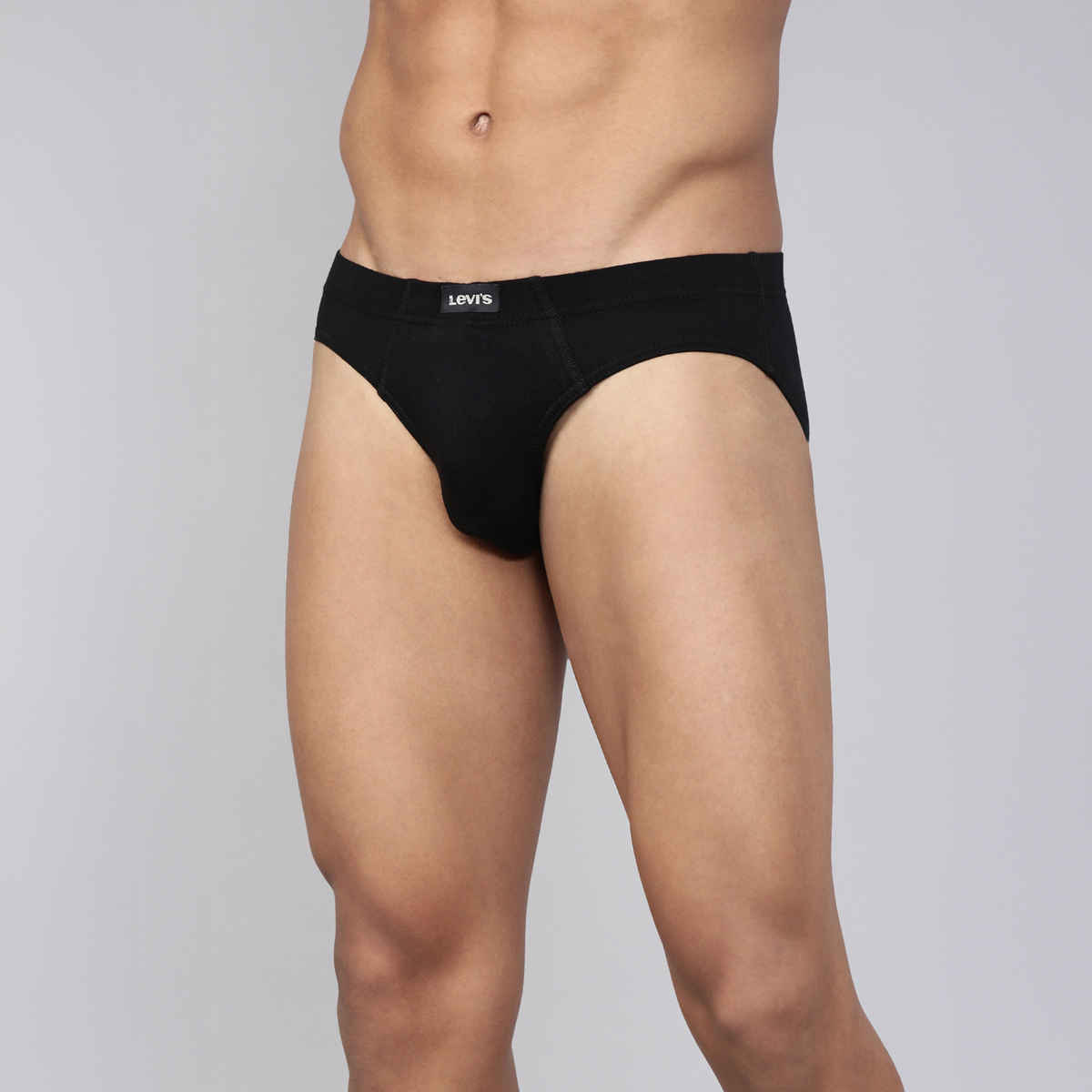 Levi's 011 Men's Comfort Brief | Contoured Double Pouch | Pack of 2 | Lt. Grey Mel,Black | S