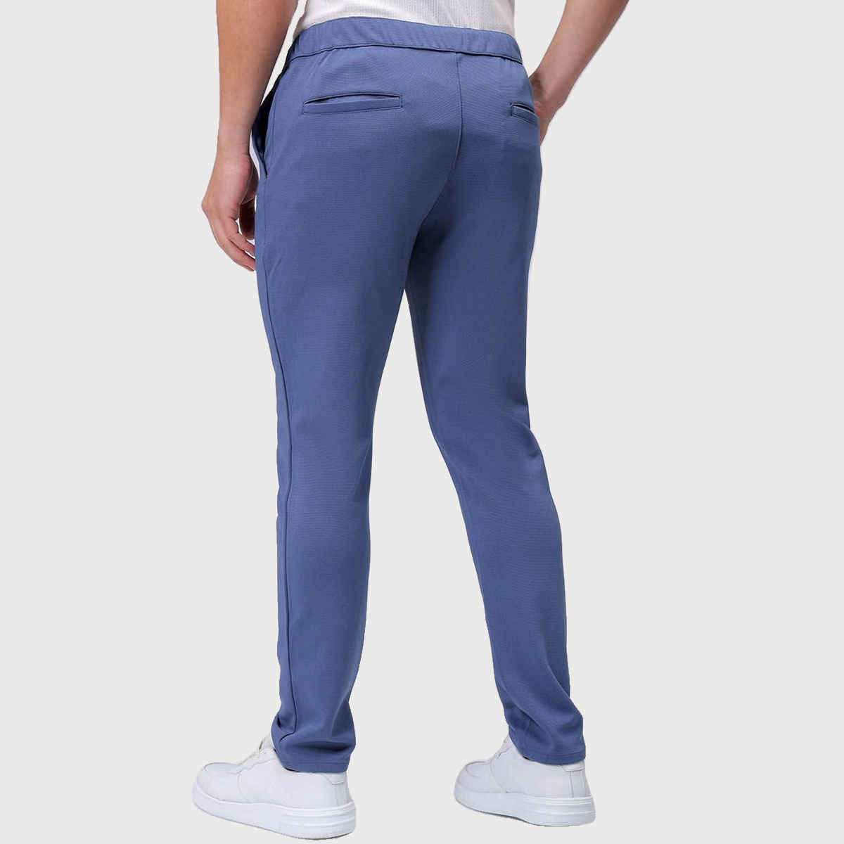 The Indian Garage Co Men Formal Slim Elemental Blue Textured Trousers - 32 | 1222-Knjgtr-16