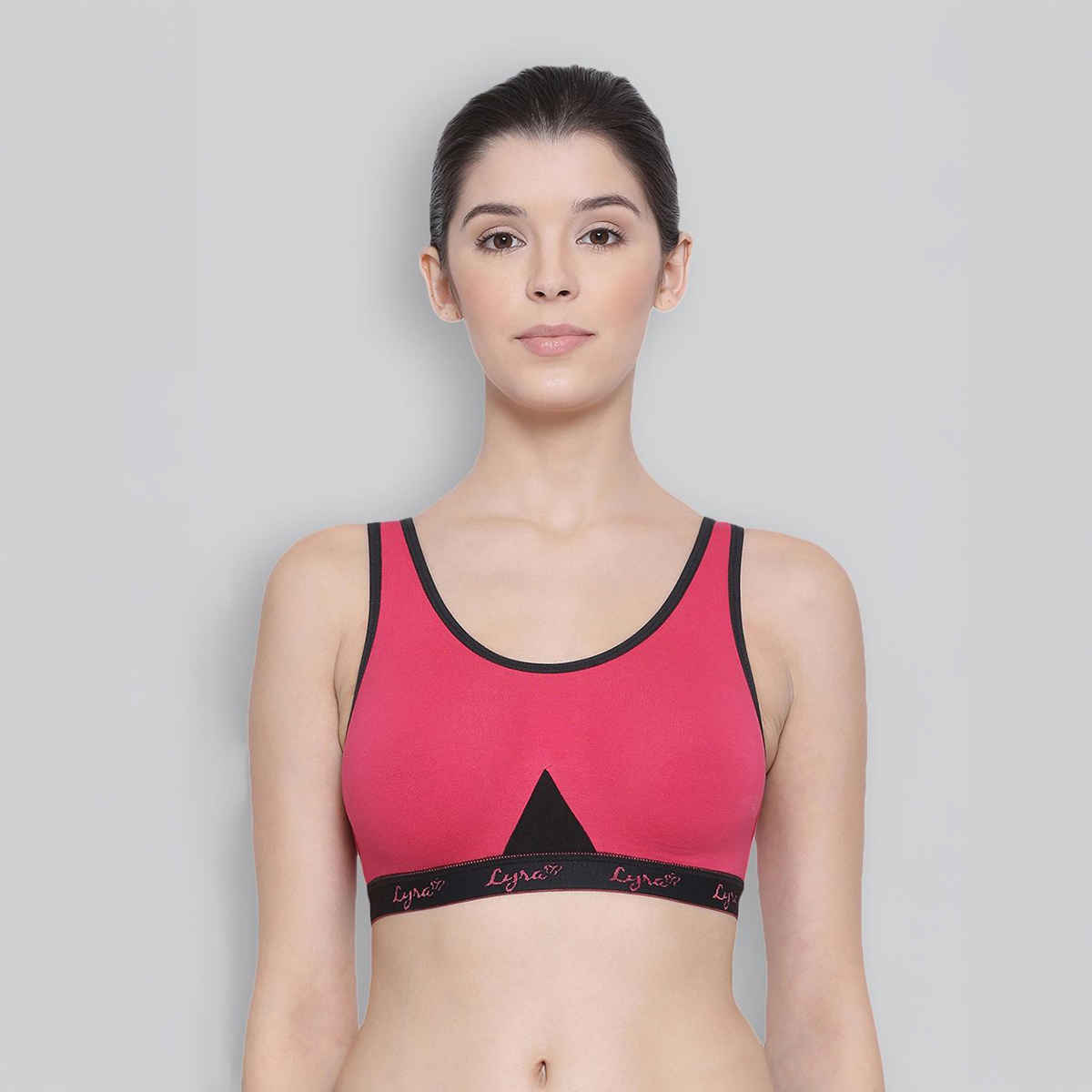 Lyra Women's Sports Bra Non Padded | Skin and Fuchsia - 38B