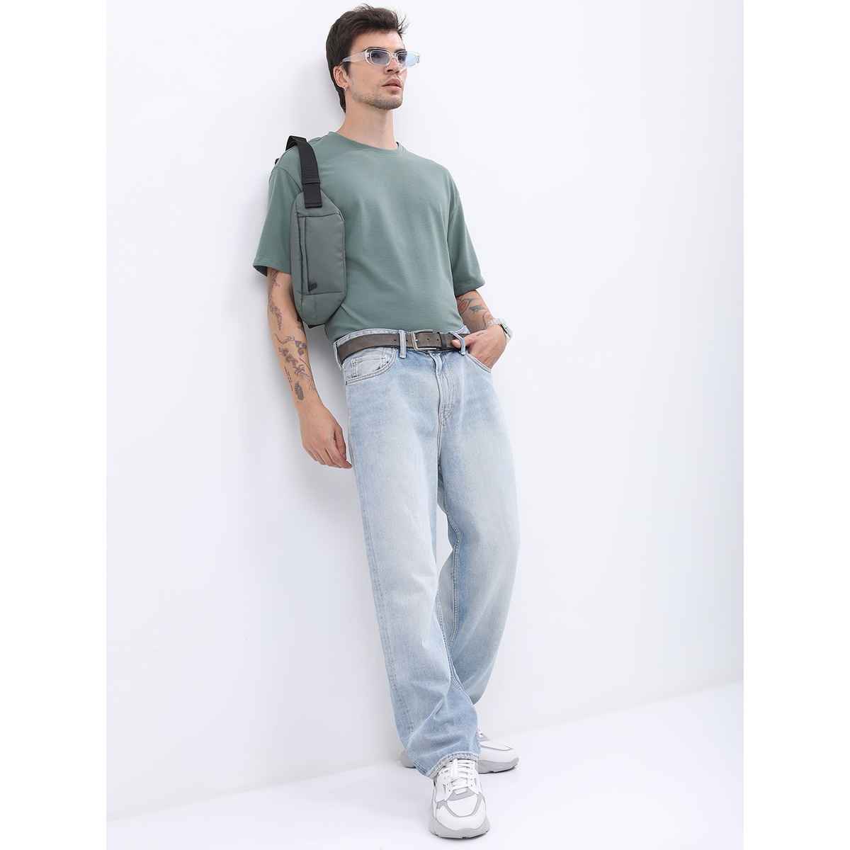 Ketch Men Popcorn Structured Oversize T-Shirt | Green | XL
