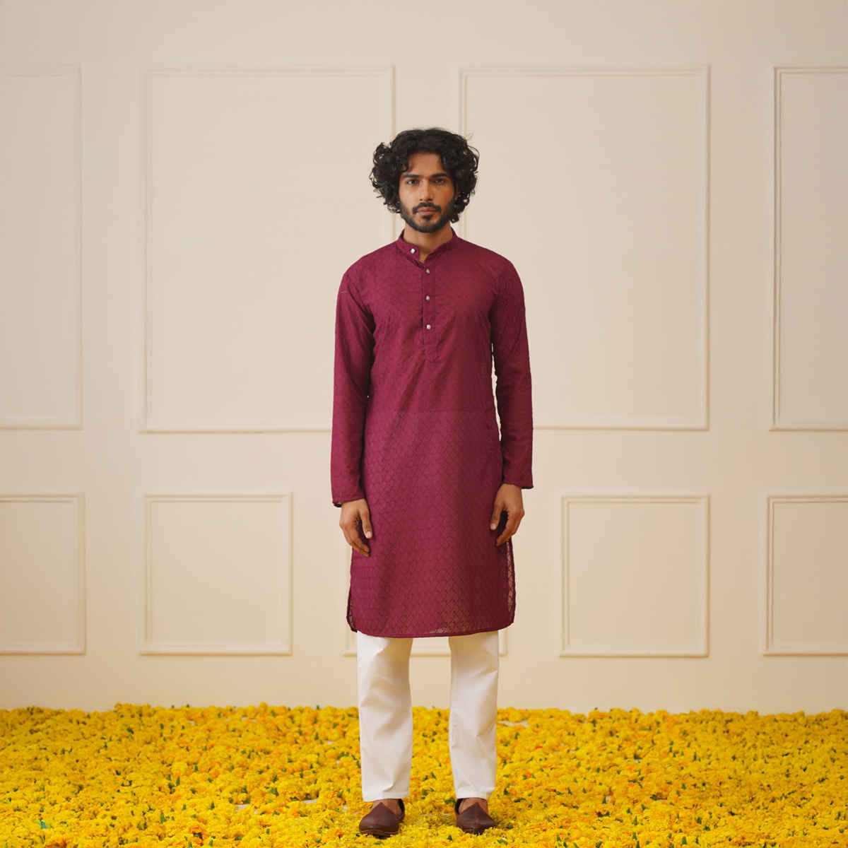 Jompers Men's Kurta | Ko 561 | Purple - L