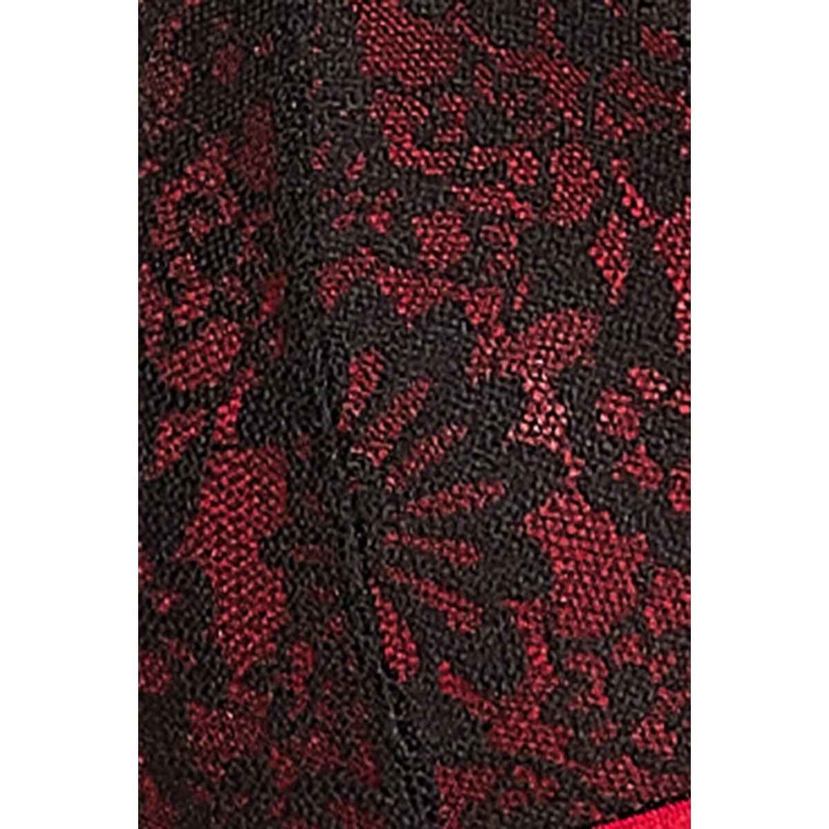 Clovia Non-Padded Non-Wired Demi Cup Plunge Bra & Low Waist Bikini Panty | BP1477P04 - Red - 32B