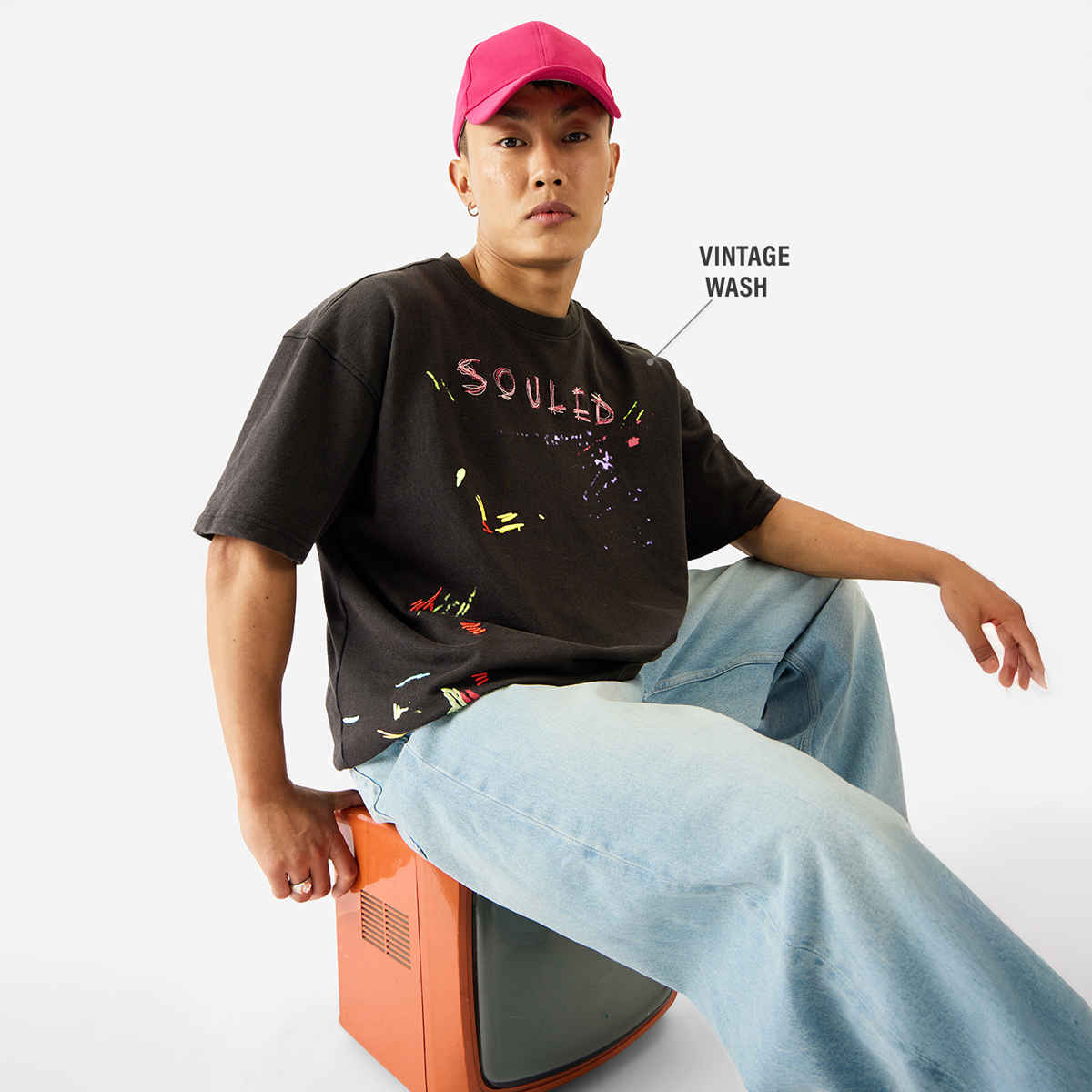 The Souled Store TSS Originals - Stitch Oversized T-shirts | Grey | M