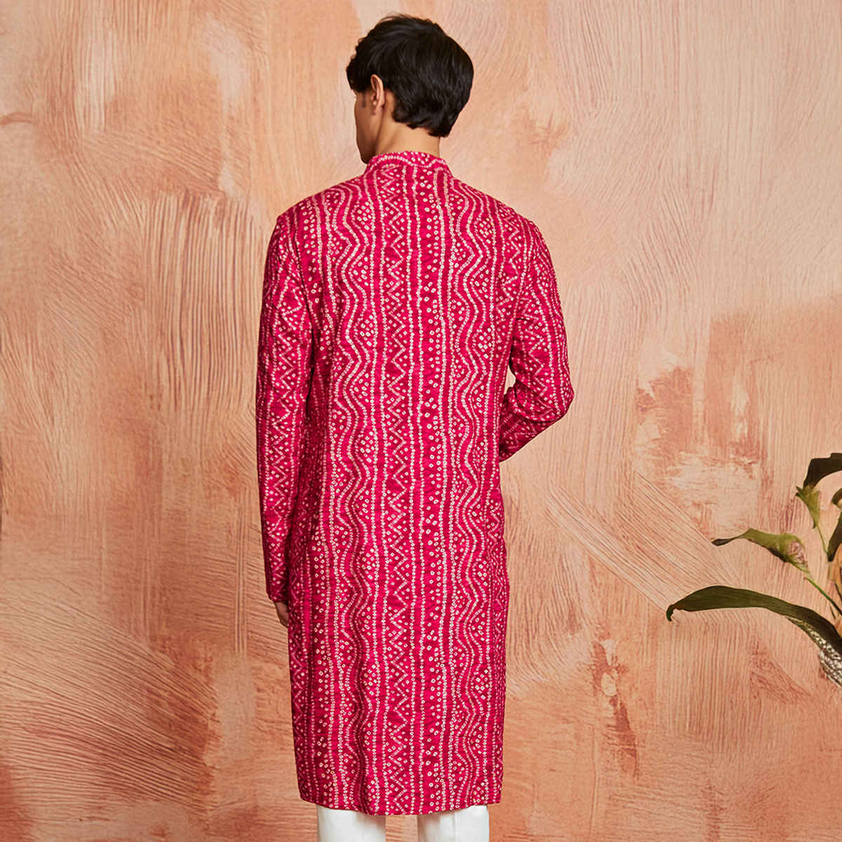 Vastramay Men's Falsa Rayon Kurta | Pink - XL