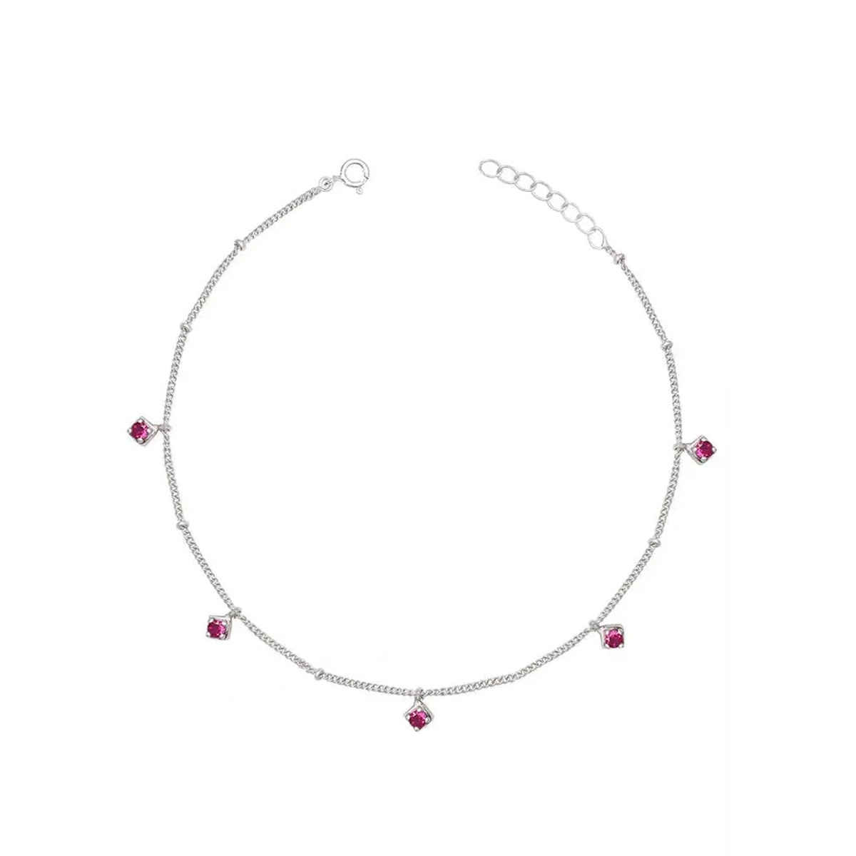 Unniyarcha Red Zircon 92.5 Sterling Silver Anklet