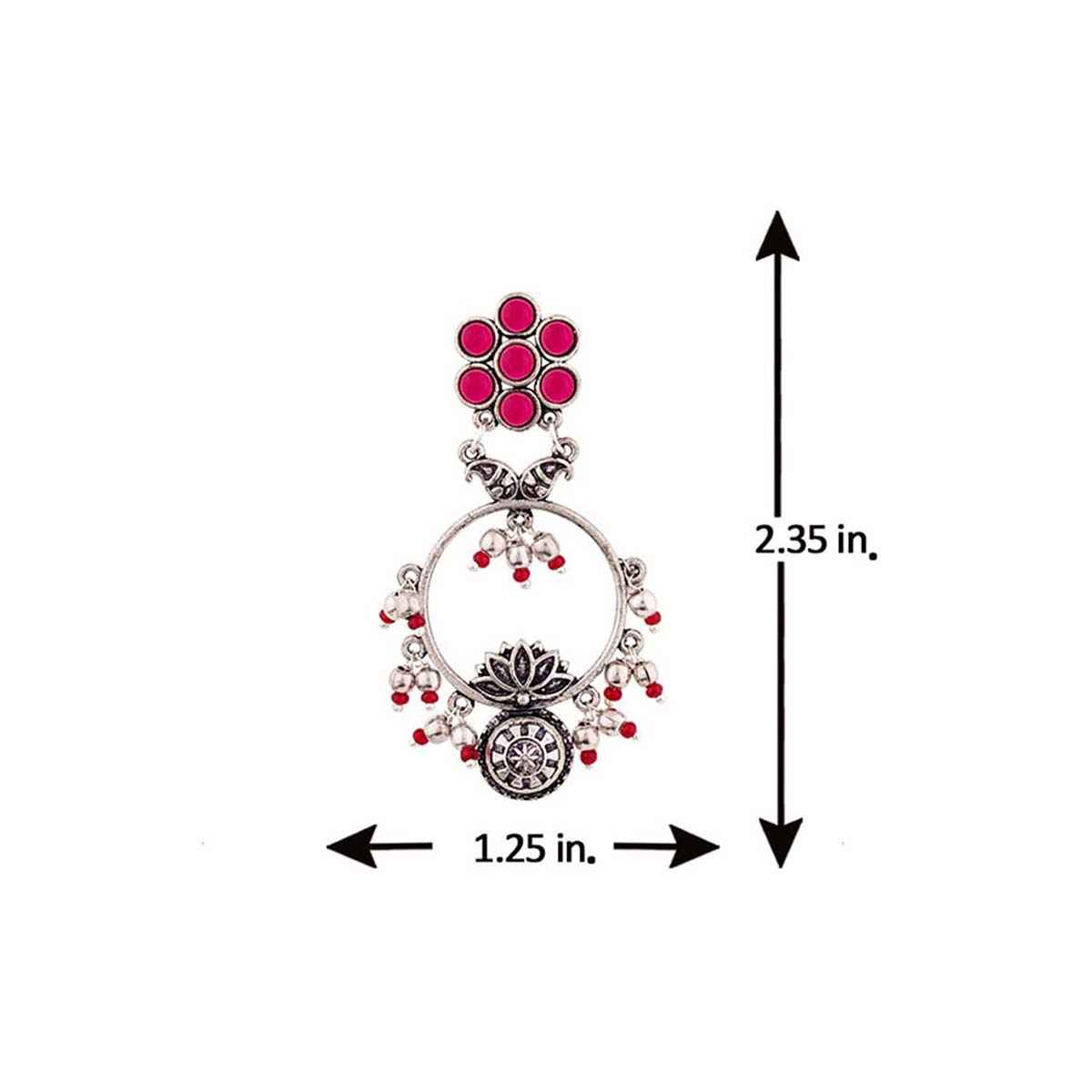 Voylla Abhira Floral Drop Style Hoop Earrings