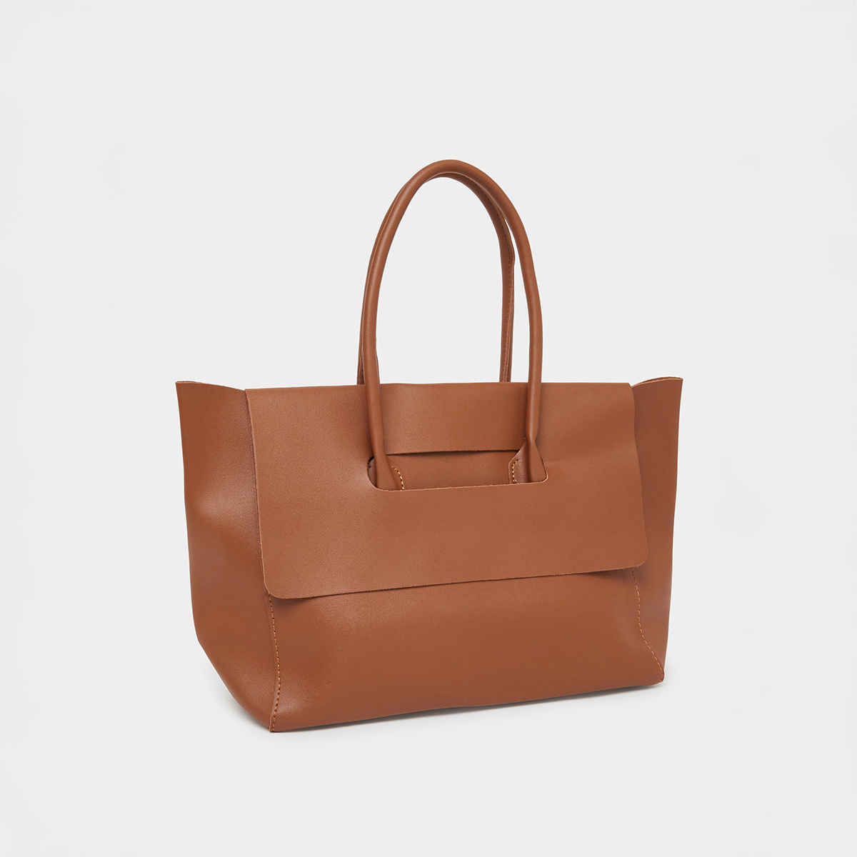 Styli Women's Cut Out Detail Flap Closure Tote Bag | Brown