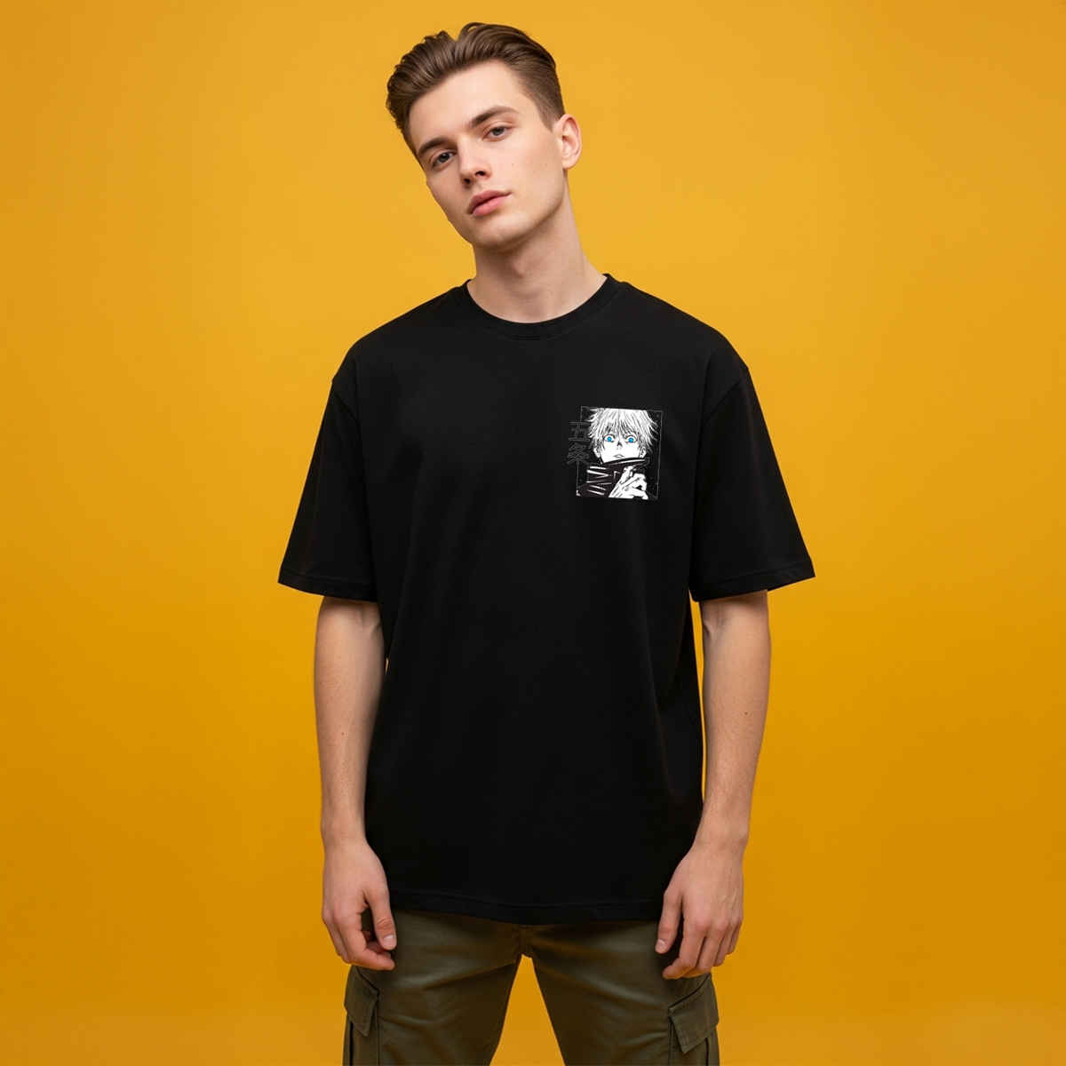 BENNY BROOKS Men's Round Neck half sleeve Oversized T-shirt |AA(ARN)BLACK130 | Black - M