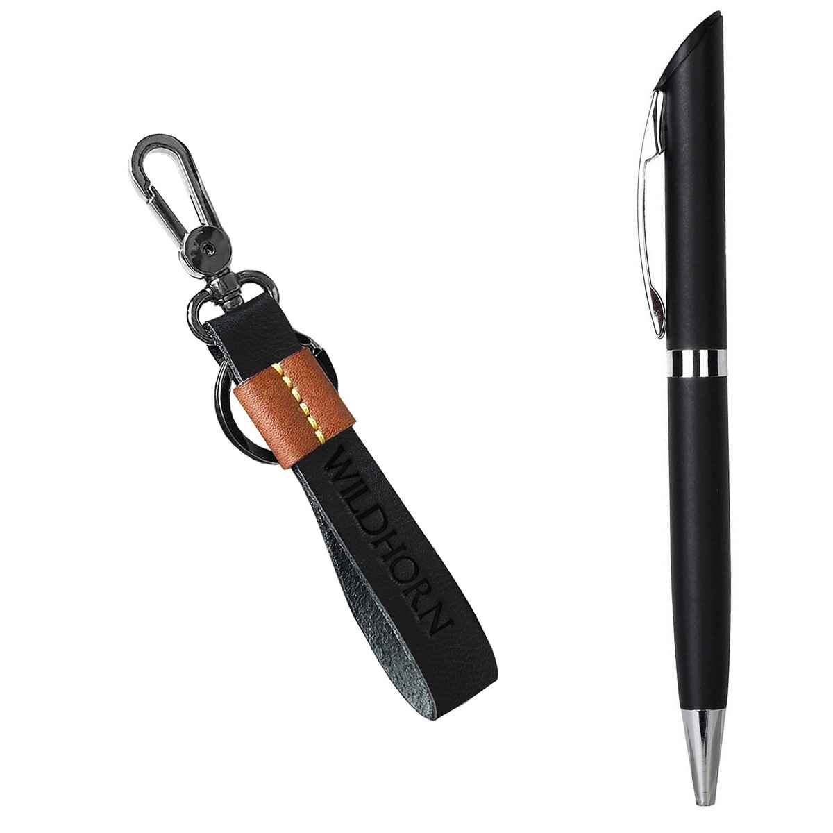 Wildhorn Men's Solid Genuine Leather Gift Set | Brown - One Size